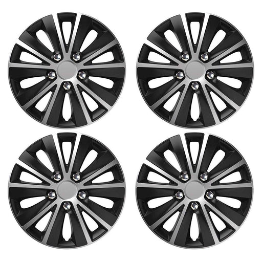 4 X 15" Black & Grey Stripe Multi-Spoke Wheel Trims Hub Caps Covers Protectors Versaco  - Dynamic Drive