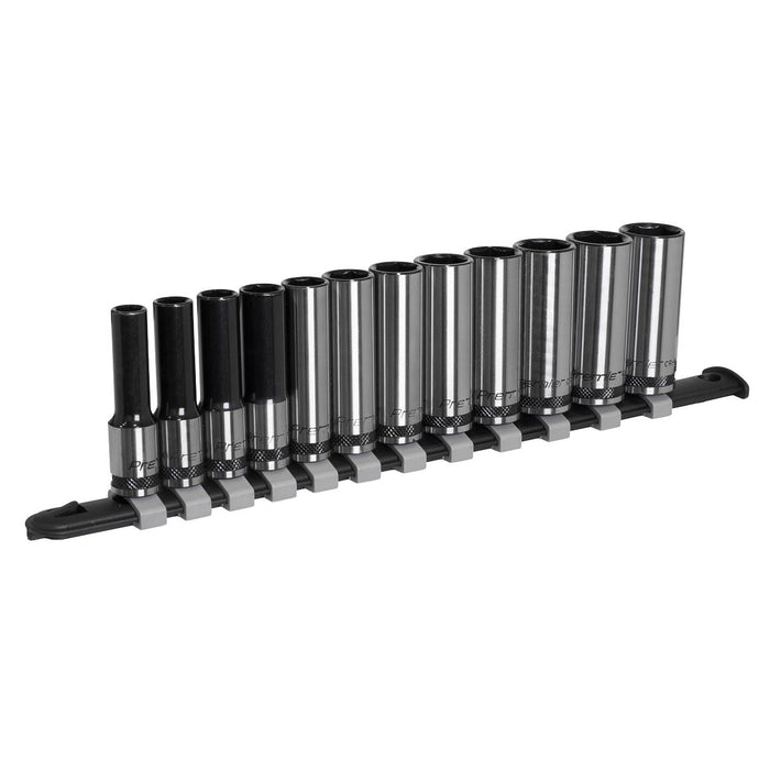 Sealey Socket Set Deep 12pc 3/8"Sq Drive Metric Black Series AK7993