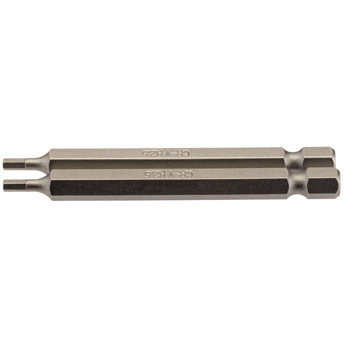 Draper Hexagonal Insert Bit, 2.5mm, 1/4" Hex, 75mm Long (Pack of 2) 64319 Draper  - Dynamic Drive