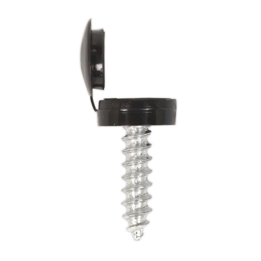 Sealey Number Plate Screw & Flip Cap 4.2 x 19mm Black Pack of 50 NPBK50 Sealey  - Dynamic Drive