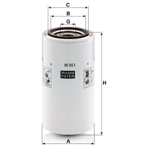 Genuine Mann Oil Filter for Case Komatsu W951 Mann & Hummel  - Dynamic Drive