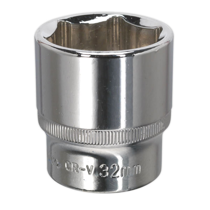 Sealey WallDrive Socket 32mm 1/2"Sq Drive Fully Polished SP1232