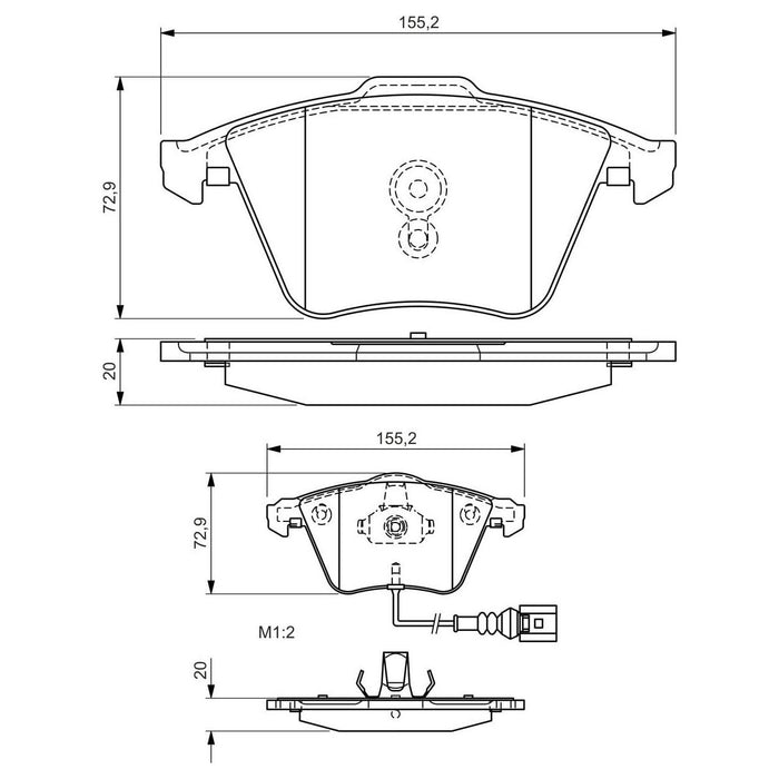 Bosch Brake Pad Set Bp1471 fits VW Scirocco TDi|TDi BlueMotion - 2.0 - 08-14 098