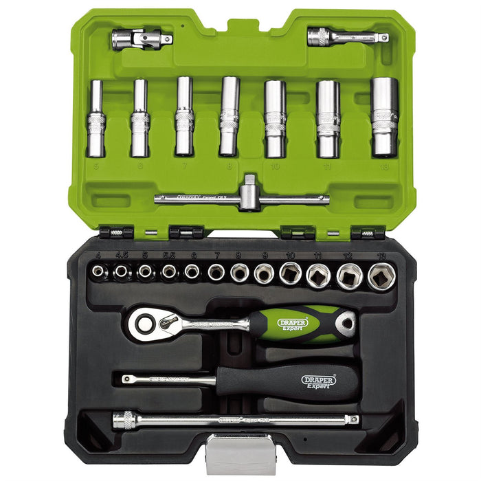 Draper Expert Metric Socket Set, 1/4" Sq. Dr., Green (25 Piece) 04463 Draper  - Dynamic Drive