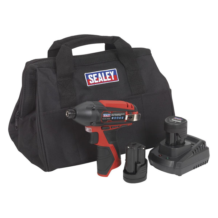 IMPACT DRIVER KIT 1/4inch HEX DRIVE 12V LI-ION - 2 BA Sealey  - Dynamic Drive