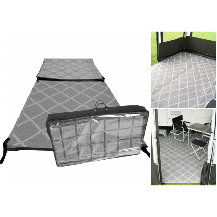 15.29 Paradise 2.5 x 2.5m Luxury Awning Carpet Moroccan Style Ground Sheet Grey Crusader  - Dynamic Drive