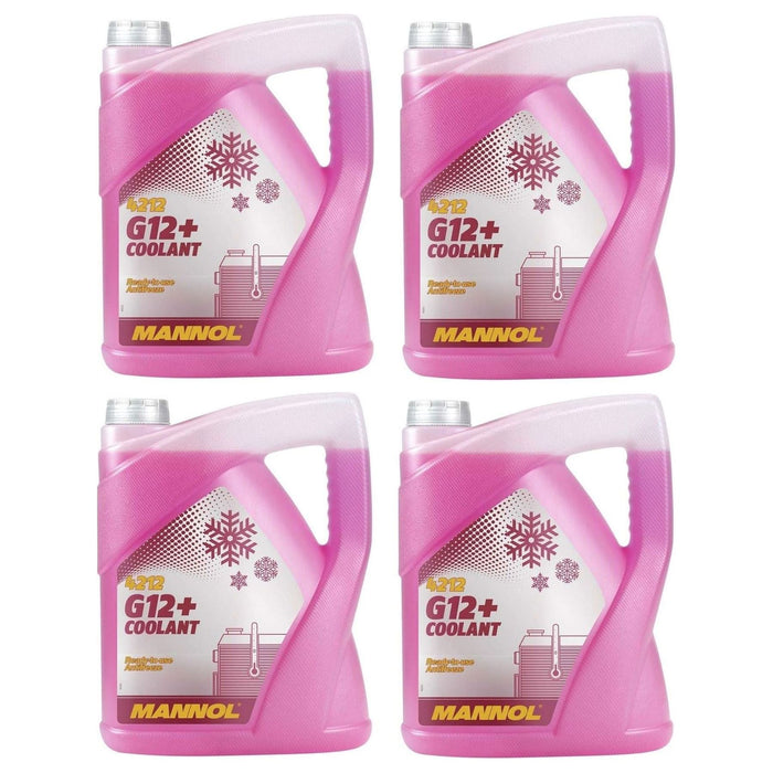 4x 5L MANNOL RED Coolant Antifreeze G12+ Ready Mixed Long Life German Hi Spec Mannol  - Dynamic Drive