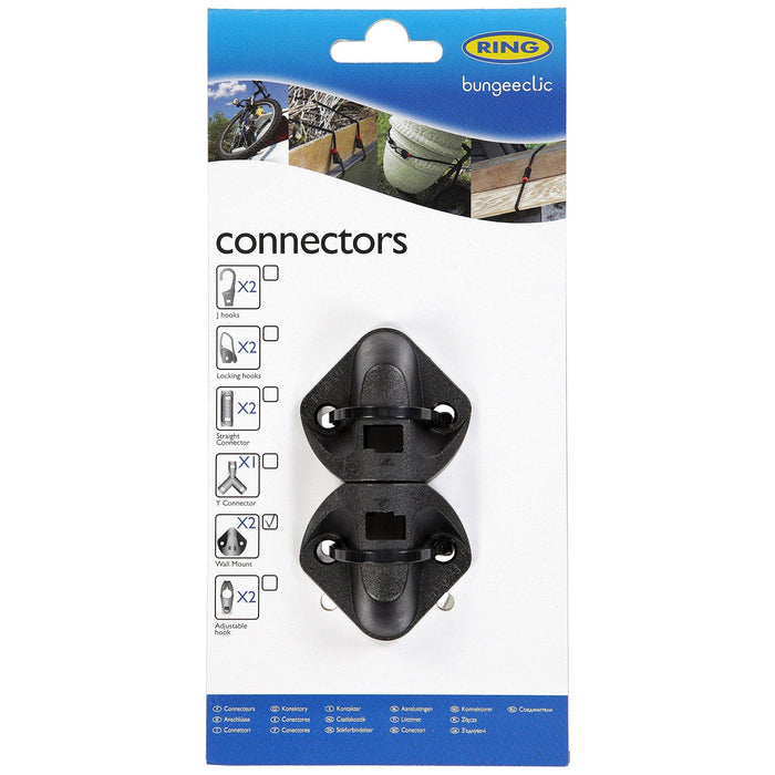 Ring RLS6 BungeeClic Connector Pack with Wall Mounts, Black, Set of 2