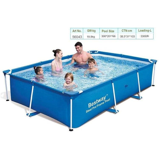 Bestway Rectangular Steel Frame Swimming Pool 3.00m x 2.01m x 66cm 9.1 Ft UKB4C  - Dynamic Drive