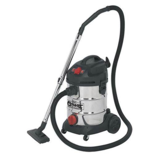 Sealey Vacuum Cleaner Industrial 30L 1400W/230V Stainless Drum Auto Start Sealey  - Dynamic Drive