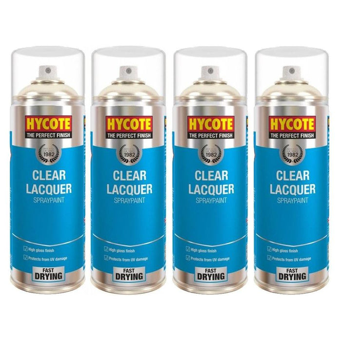 4x Hycote Clear Lacquer Spray Paint Aerosol Fast-Drying High Gloss Coating 400ml Hycote  - Dynamic Drive