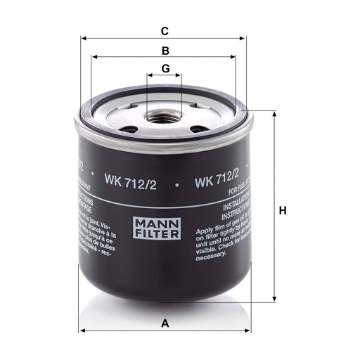 Genuine Mann Fuel Filter for Deutz Ford WK712/2 Mann & Hummel  - Dynamic Drive