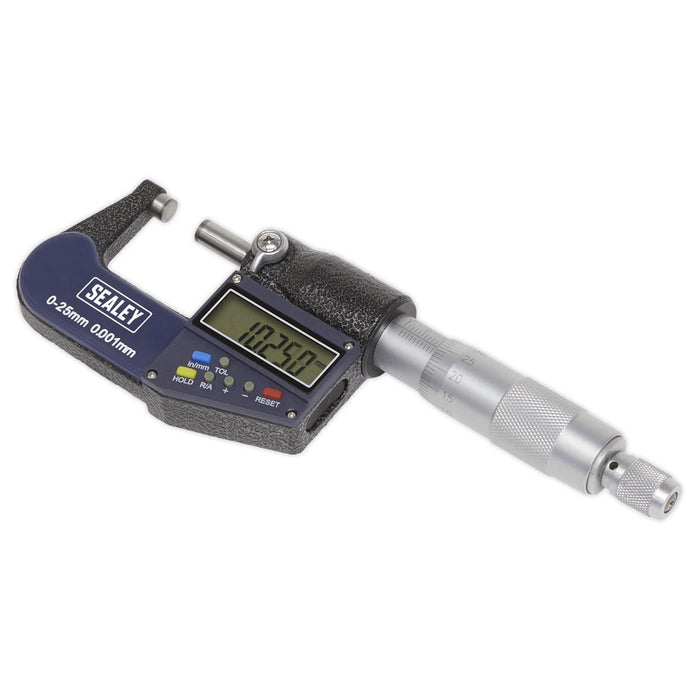 Sealey Digital External Micrometer 0-25mm(0-1") AK9635D