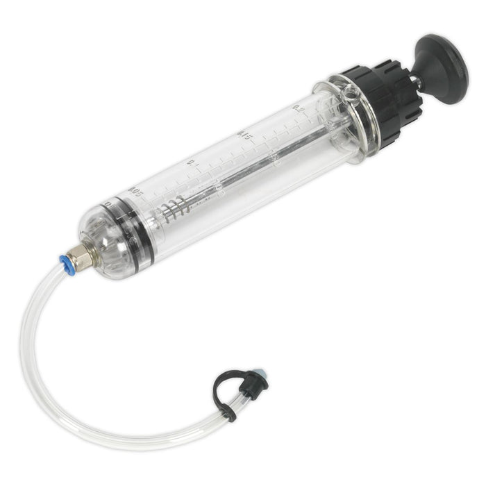 Sealey 200ml Oil & Brake Fluid Inspection Syringe Clear Body Fluids Transfer Sealey  - Dynamic Drive