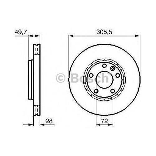 Genuine Bosch Brake Disc Single fits Vauxhall Vivaro CDTi - 2.0 - 06-14 09864790