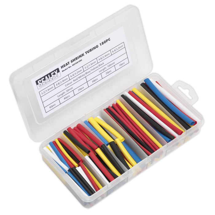 Sealey Heat Shrink Tubing Assortment 180pc 50 & 100mm Mixed Colours HST501MC Sealey  - Dynamic Drive