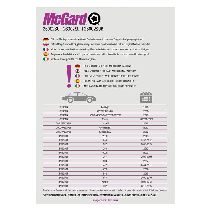 Mcgard Locking Wheel Bolts - Ultra High Security M12 x 1.25 Mcgard  - Dynamic Drive