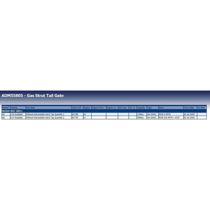 Blue Print ADM55805 Gas Spring Fits Mazda