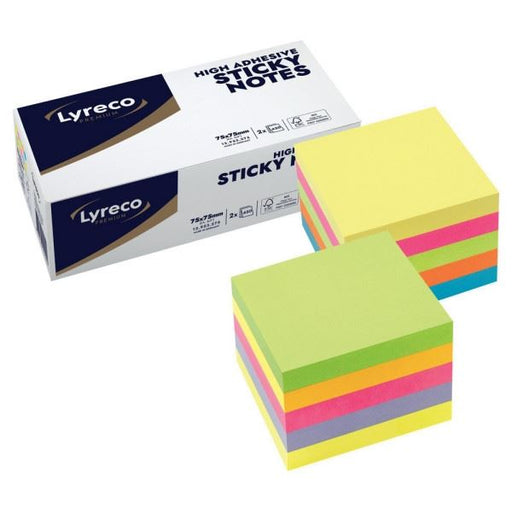 Lyreco Premium Sticky Cube - Assorted - 75 x 75mm - Pack of 2 Lyreco  - Dynamic Drive