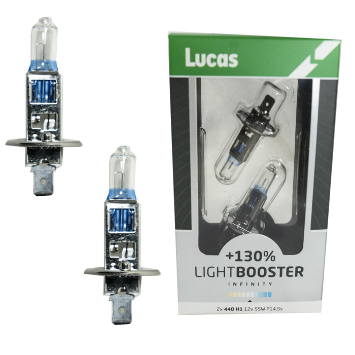 Lucas H1 448 Car LightBooster 130% Headlamp P14.5S Light Bulbs Lamps 12V 55W UK Lucas  - Dynamic Drive