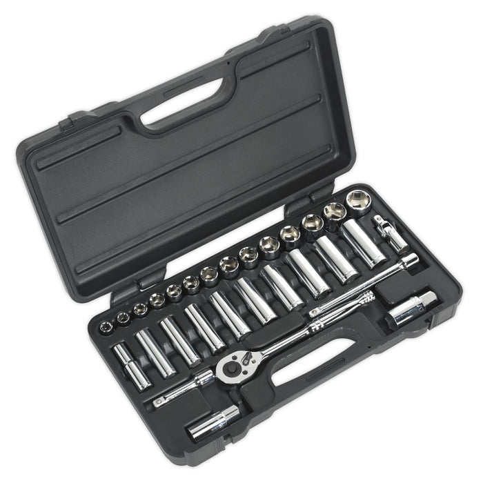 Siegen by Sealey Socket Set 30Pc 3/8Inchsq Drive 6Pt Walldrive Metric