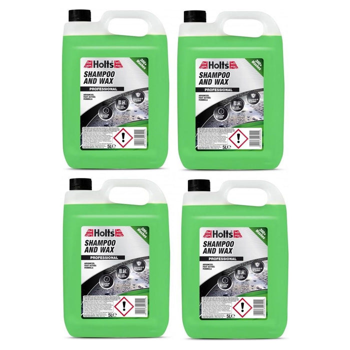 4 x Holts Car Shampoo and Wax Streak Free Professional Wash Polish Shine 5L Holts  - Dynamic Drive