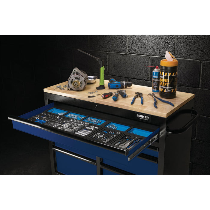 Draper BUNKER Workbench Roller Tool Cabinet, 7 Drawer, 41", Blue 08222 Draper  - Dynamic Drive