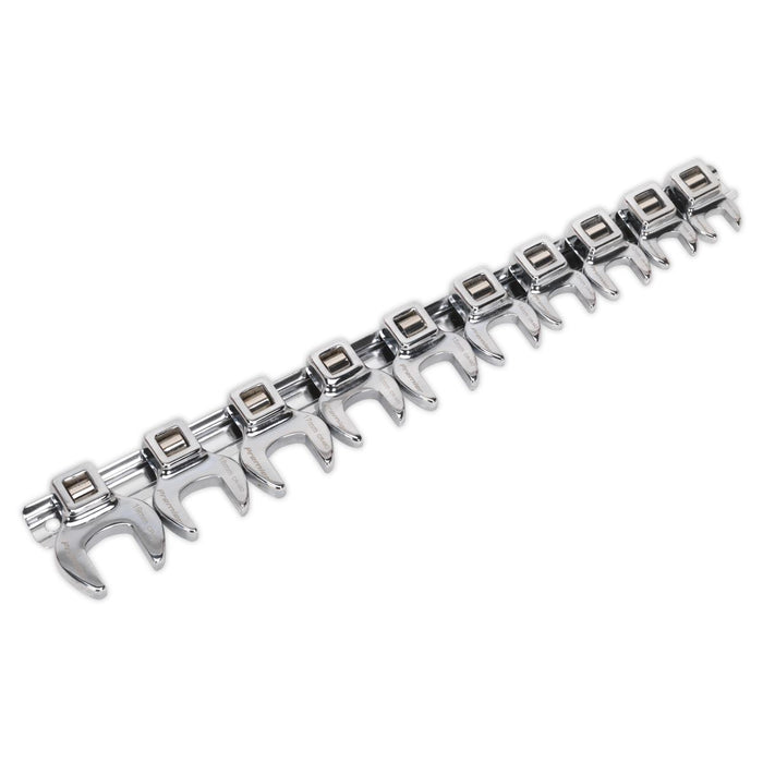 Sealey 3/8" Crow Foot Spanner Set Metric 10-19mm Crow's Feet Wrench 10pc Sealey  - Dynamic Drive