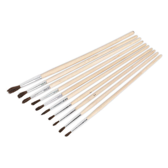 Sealey Touch-Up Paint Brush Assortment 10pc Wooden Handle PB2 Sealey  - Dynamic Drive