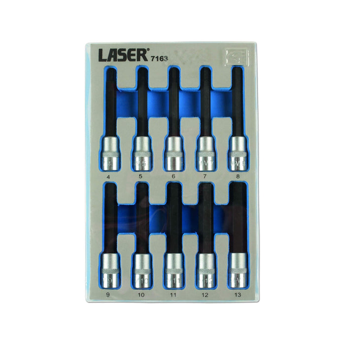 Laser Long Hex Socket Bit Set 3/8"D 10pc 7163