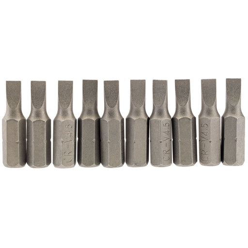 Draper Plain Slot Insert Bit, 4.5mm, 1/4" Hex, 25mm Long (Pack of 10) 64027 Draper  - Dynamic Drive