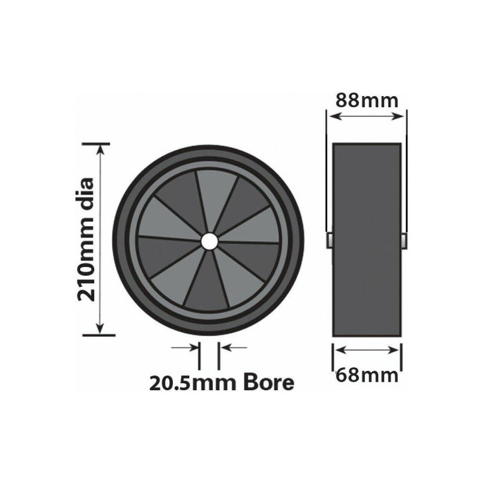 Spare Wheel for Caravan Jockey Wheel Extra Wide Tyre 210 x 75mm - MP97552 Maypole  - Dynamic Drive