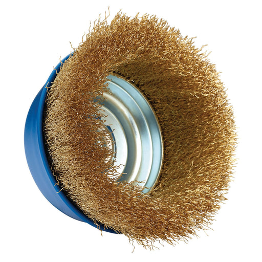 Draper Brassed Steel Crimped Wire Cup Brush, 125mm, M14 41446 Draper  - Dynamic Drive