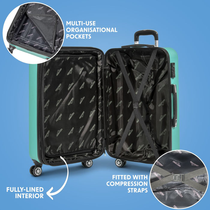 Dellonda 3-Piece Lightweight ABS Luggage Set with TSA Lock  Teal