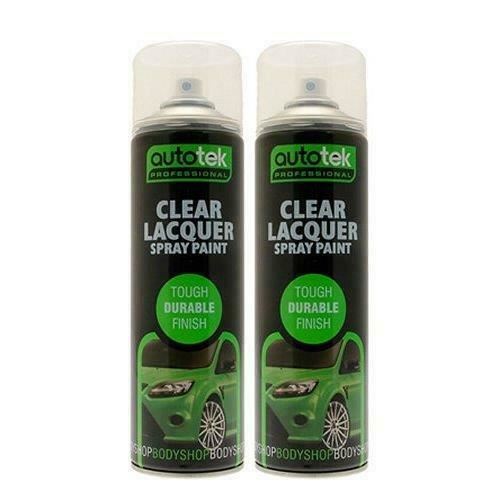 2x AUTOTEK Clear Lacquer 500ML Spray Paint GLOSS HIGH COVERAGE CLEAR LACQUER