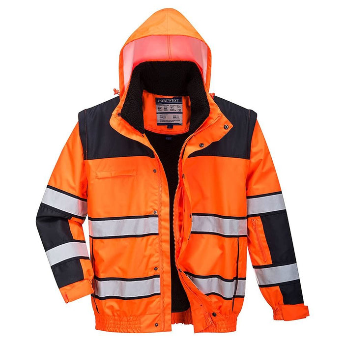 Portwest Hi-Vis Bomber Jacket - Orange/Black - Large Portwest  - Dynamic Drive