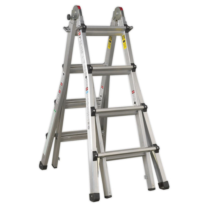 ALUMINIUM TELESCOPIC LADDER 4-WAY EN 131 ADJUSTABL Sealey  - Dynamic Drive