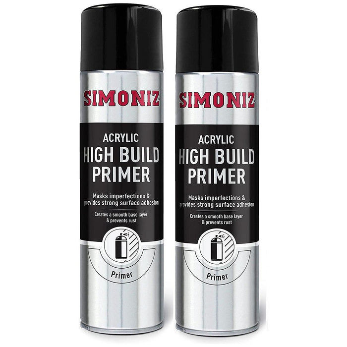 2x Simoniz High Build Primer Spray Putty Filler Aerosol Paint 500ml SIMB90D Simoniz  - Dynamic Drive