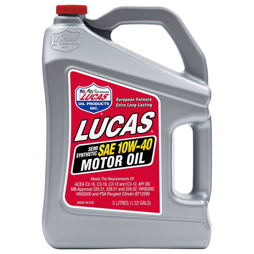 Lucas Oil Semi-Synthetic 10W40 Motor Oil 5 Litres 40300 Lucas  - Dynamic Drive