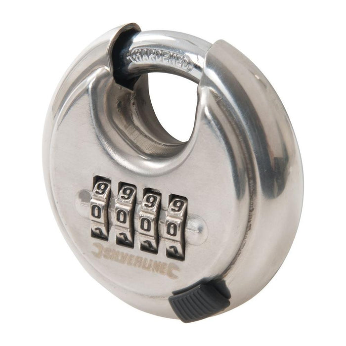 Silverline Stainless Steel Combination Disc Padlock 4-Digit 70mm