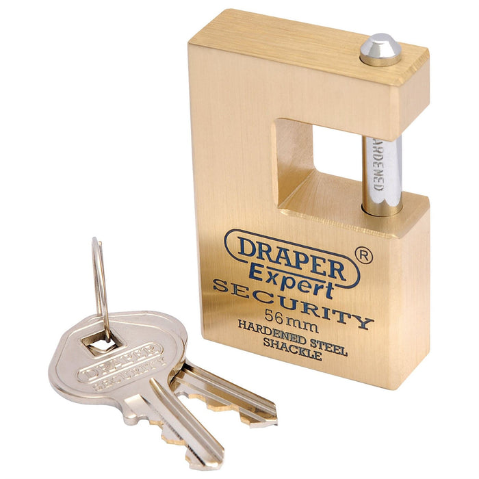 Draper Expert Close Shackle Solid Brass Padlock with Hardened Steel Shackle, 2 K