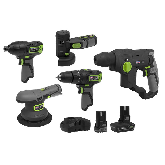 Sealey 5 x SV10.8 Series Cordless Combo Kit 10.8V - 2 Batteries CP108VCOMBO7 Sealey  - Dynamic Drive