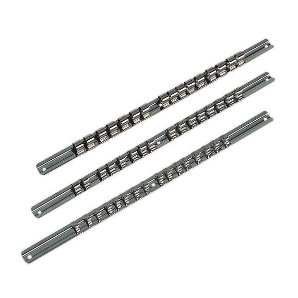 Sealey Socket Retaining Rail Set 3pc 1/4" 3/8" & 1/2"Sq Drive AK270