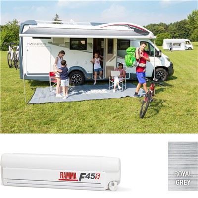 Fiamma F45S 375 Awning Polar White Case Royal Grey Fabric Motorhome Caravan