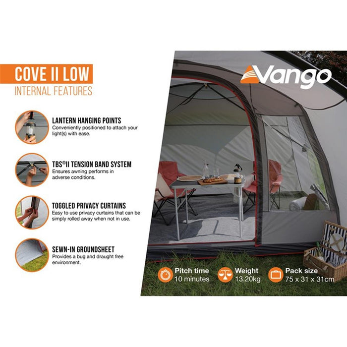 Vango Cove II Drive Away Awning Smoke - Low - VW T5, T6 Campervan 180 - 210 cm Vango  - Dynamic Drive