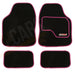 4 x Black  Carpet Floor Mats with Pink Trim fits Peugeot 106 107 108 206 207 208 UKB4C  - Dynamic Drive