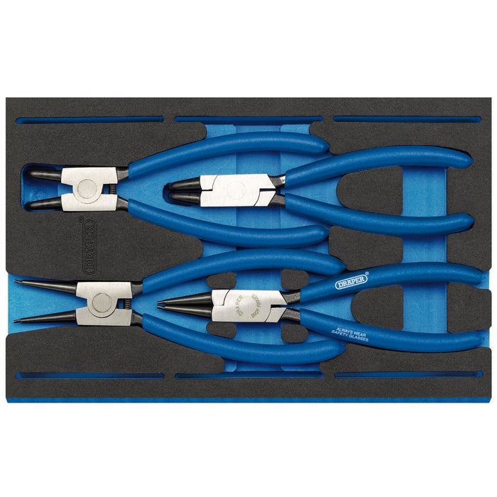 Draper Circlip Plier Set in 1/4 Drawer EVA Insert Tray (4 Piece) 63218 Draper  - Dynamic Drive