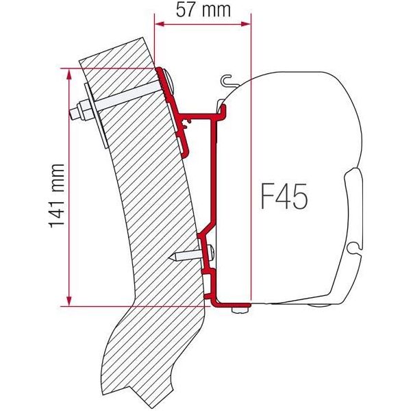 Fiamma 350cm Adapter Bracket Wingamm Oasi for F45 F70 Awning Mounting 98655-931 NOVA  - Dynamic Drive