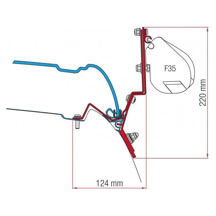 Fiamma F35 Awning Adapter Brackets for V Class Marco Polo after 2014 - UK Camping And Leisure