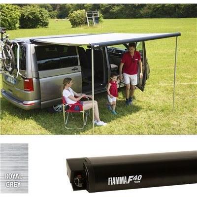 Fiamma F40 Van VW Volkswagen T5 T6 Awning Deep Black Case Royal Grey Fabric UK Camping And Leisure